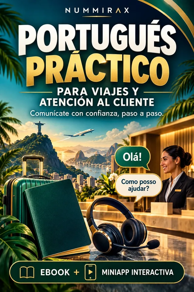 Portada de Portugués práctico para viajes y atención al cliente — Miniapp interactiva